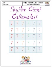 okul öncesi 1 sayısı çizgi çalışması